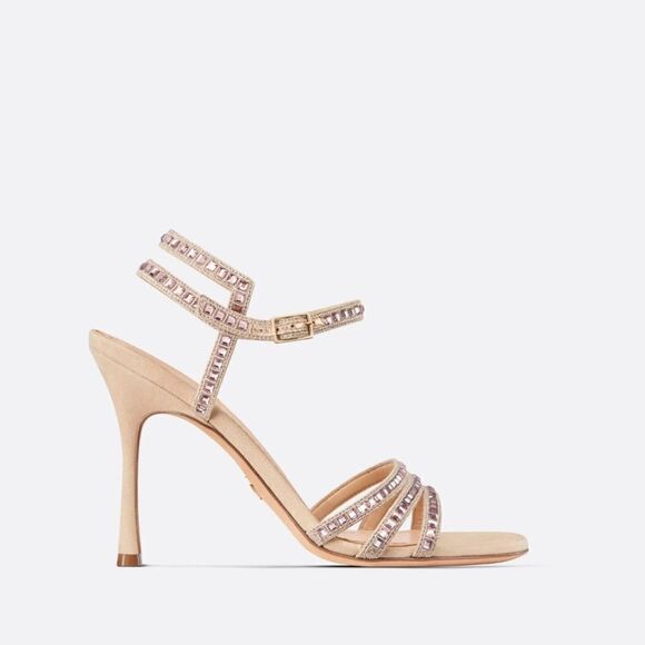 Dior Gem Embroidered Crystal Suede Heel Sandals size 36.5 - Picture 1 of 15